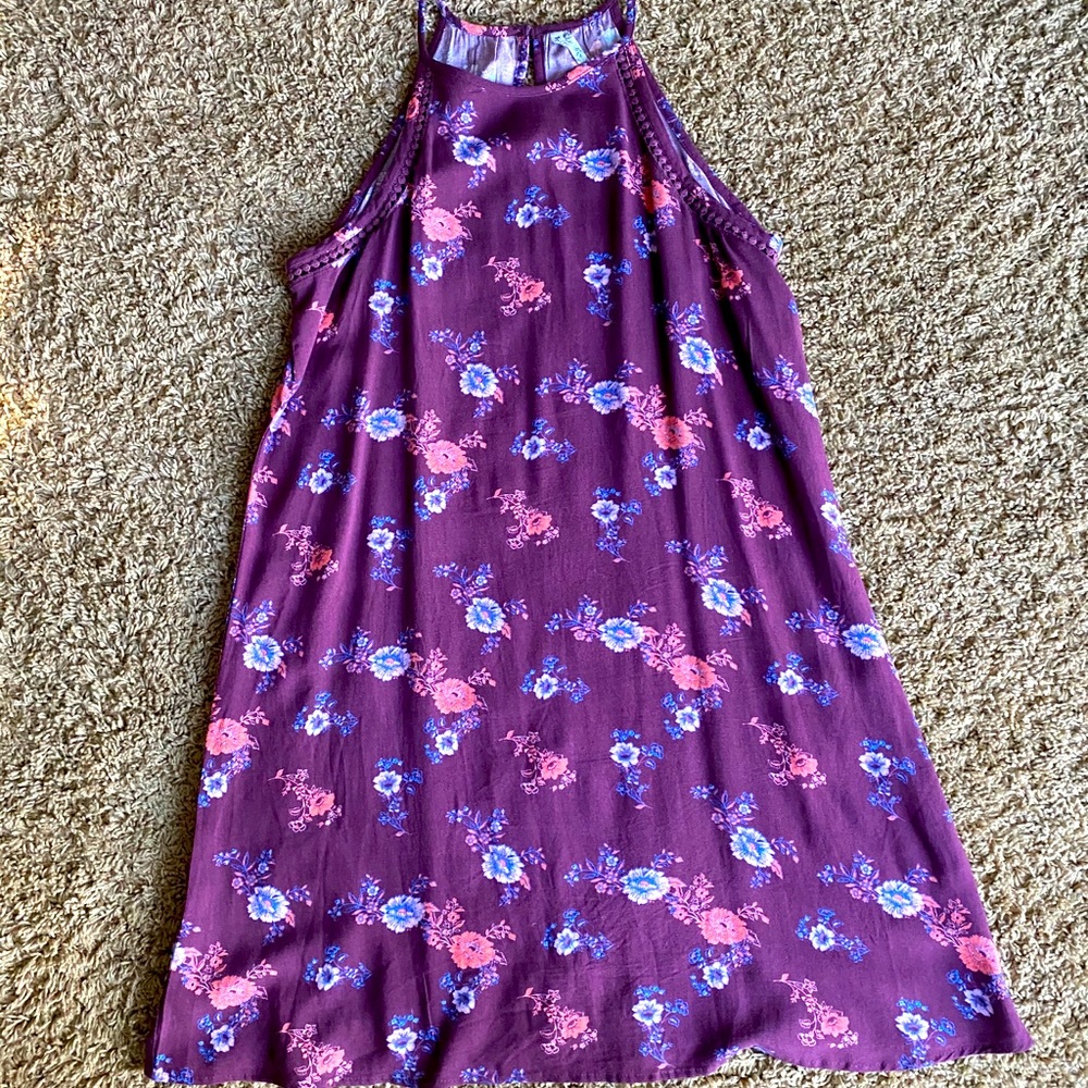 floral maroon dress and black and white dress